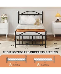 gaomon Size Metal Platform Bed Frame with Victorian Style Wrought Iron-Art Headboard and Footboard,Mattress Foundation,Under Bed Storage,Noise Free