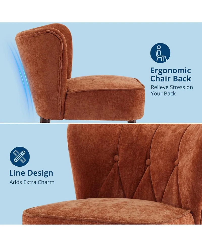 gaomon Modern Upholstered Accent Chair with Curved Back and Wood Legs