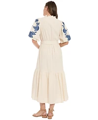 London Times Petite V-Neck Midi Dress