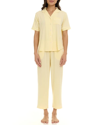 Flora by Nikrooz Women's Annie Notch Top and Capri Pajama 2 Piece Set