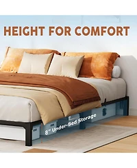 gaomon King Bed Frame Metal Platform No Screws 800 Lbs Heavy Duty Tool-Free Iron Slats No Box Spring