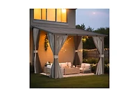 Aecojoy 10'x8' Wall Gazebo with Curtains and Mosquito Netting