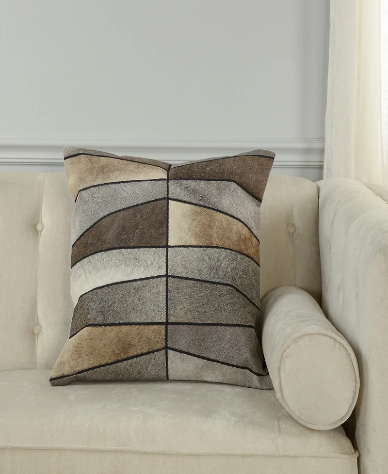 Rizzy Home Patricia Leather Cotton Decorative Pillow, 22" x 22"