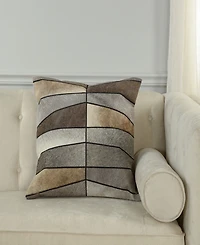 Rizzy Home Patricia Leather Cotton Decorative Pillow, 22" x 22"