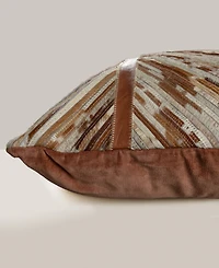 Rizzy Home Sandra Leather Cotton Decorative Pillow, 22" x 22"