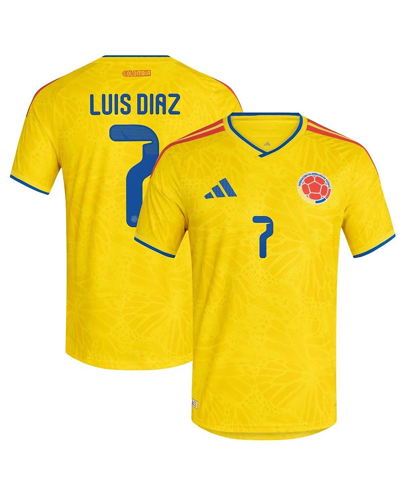 Adidas Men's Luis Diaz Yellow Colombia National Team 2026 Home Authentic Jersey