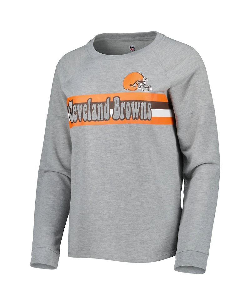 Outerstuff Juniors Heathered Gray Cleveland Browns All Striped Up Raglan Long Sleeve T-Shirt