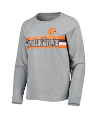 Outerstuff Juniors Heathered Gray Cleveland Browns All Striped Up Raglan Long Sleeve T-Shirt