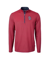 Cutter & Buck Men's Red/Navy St. Louis Cardinals Virtue Eco Pique Micro Stripe Quarter-Zip Pullover Sweatshirt