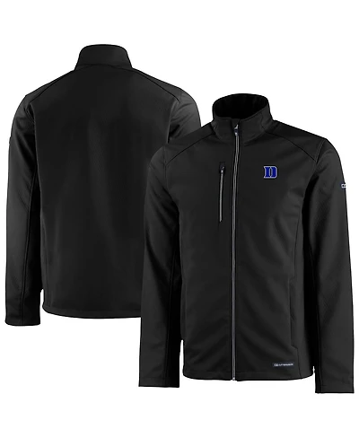 Cutter & Buck Men's Black Duke Blue Devils Evoke Eco Softshell Full-Zip Jacket