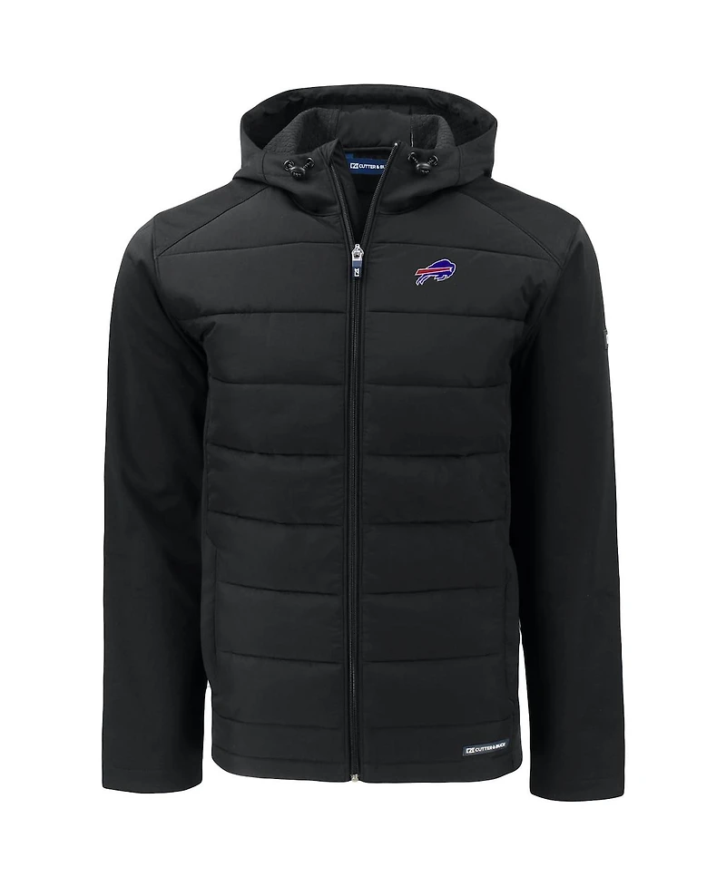 Cutter & Buck Men's Black Buffalo Bills Evoke PrimaLoft Hybrid Eco Softshell Full-Zip Hooded Jacket