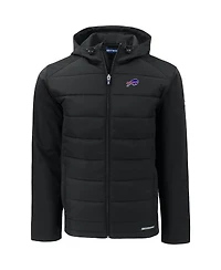 Cutter & Buck Men's Black Buffalo Bills Evoke PrimaLoft Hybrid Eco Softshell Full-Zip Hooded Jacket