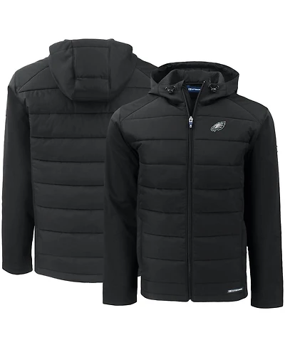 Cutter & Buck Men's Black Philadelphia Eagles Evoke PrimaLoft Hybrid Eco Softshell Full-Zip Hooded Jacket