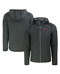 Cutter & Buck Men's Heather Charcoal San Francisco 49ers Throwback Mainsail Sweater-Knit Full-Zip Hoodie