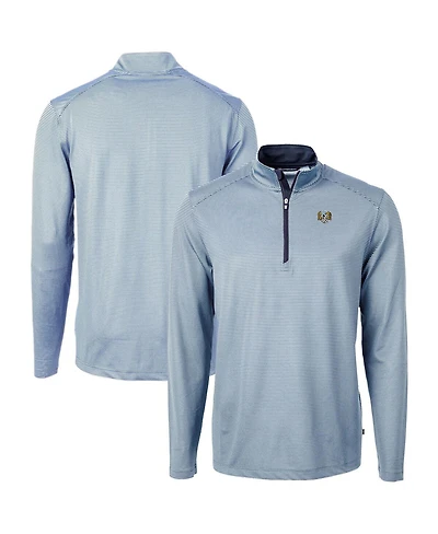 Cutter & Buck Men's Carolina Blue/Navy North Tar Heels Vault Dry Tec Virtue Eco Pique Micro Stripe Quarter-Zip Pullover Hoodie