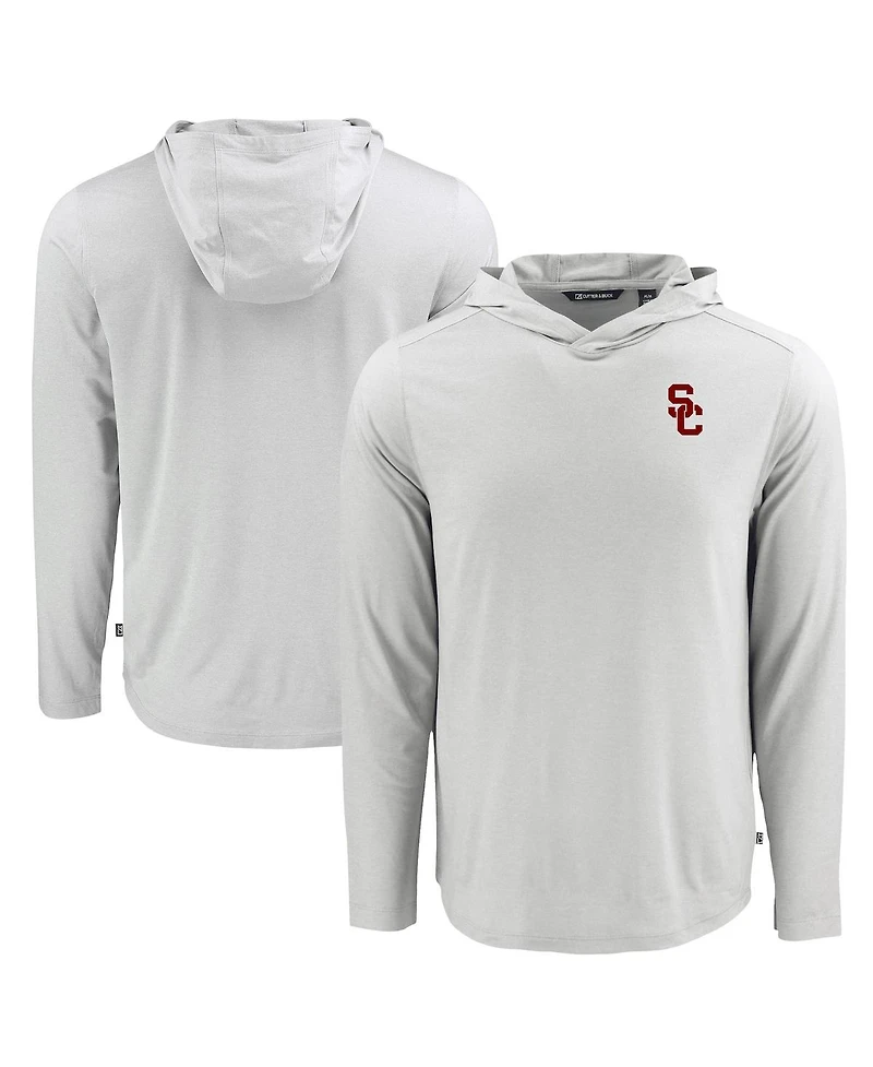Cutter & Buck Men's Gray Usc Trojans Coastline Epic Comfort Eco Long Sleeve Hoodie