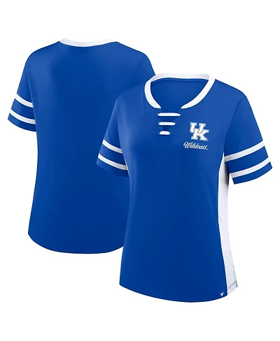 Fanatics Women's Royal/White Kentucky Wildcats Be Fearless Athena Lace-Up T-Shirt