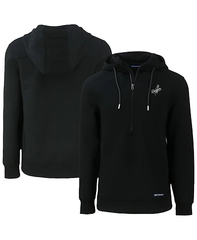 Cutter & Buck Men's Black Los Angeles Dodgers Roam Eco Tri-Blend Half-Zip Hoodie