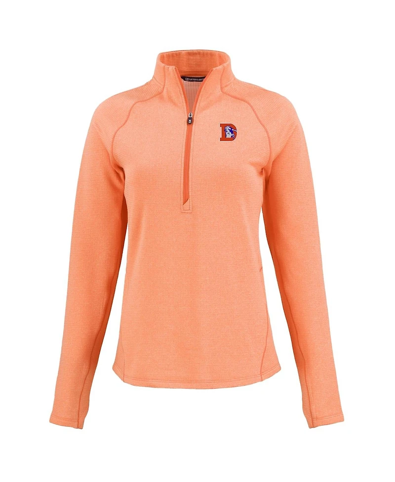 Cutter & Buck Women's Heather Orange Denver Broncos Peshastin Eco Fleece Tri-Blend Raglan Half-Zip Jacket