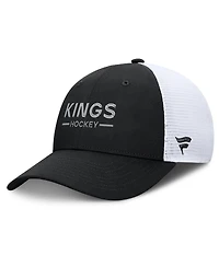 Fanatics Men's Black/White Los Angeles Kings Authentic Pro Rink Lockup Adjustable Trucker Hat