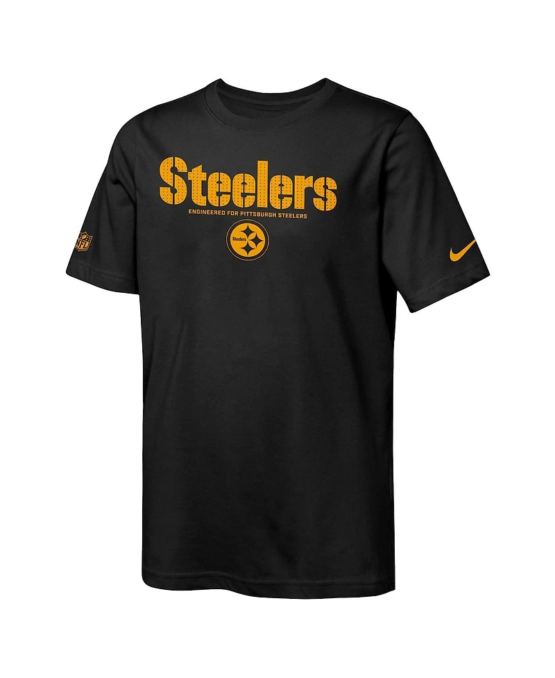 Nike Big Boys and Girls Black Pittsburgh Steelers Sideline Team Issue T-Shirt