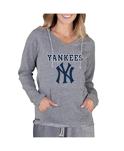Concepts Sport Women's Gray New York Yankees Mainstream Terry Long Sleeve Hoodie Top