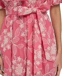 Eliza J Women's Floral Embroidery V-Neck Short Dress