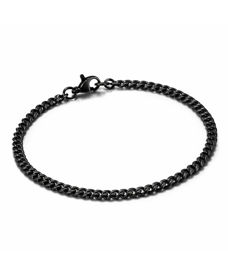 Rhona Sutton Men's Black Plated 316L Stainless Steel Curb Chain Bracelet
