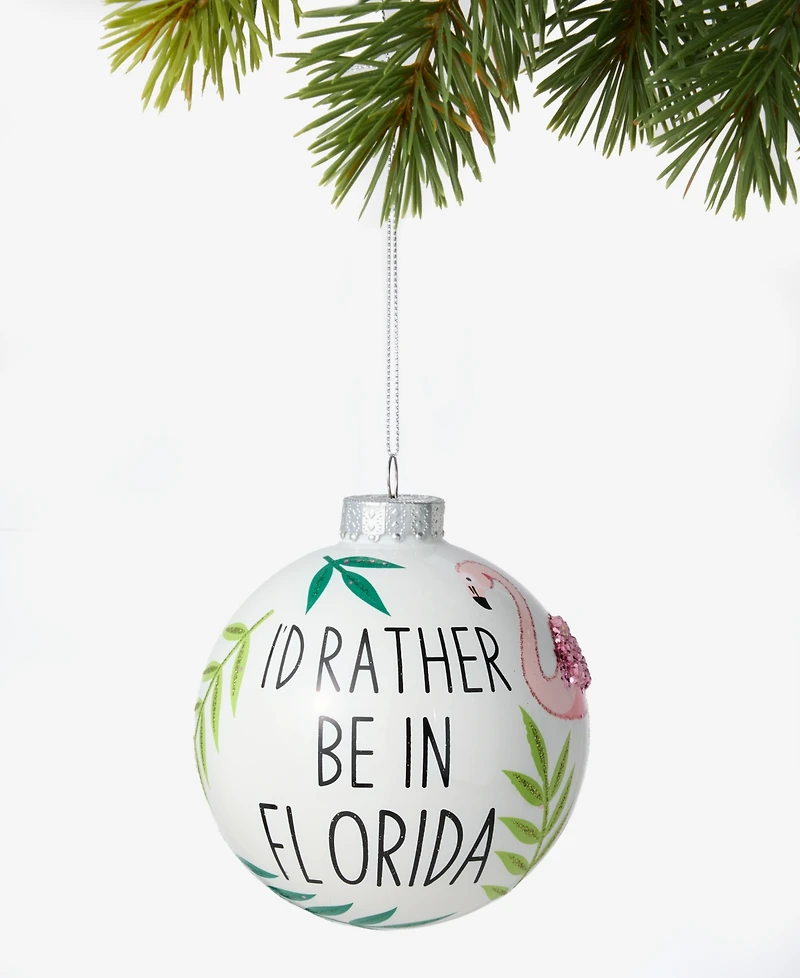 Holiday Lane Florida Glass Glittered Ball Ornament, Macy's Exclusive