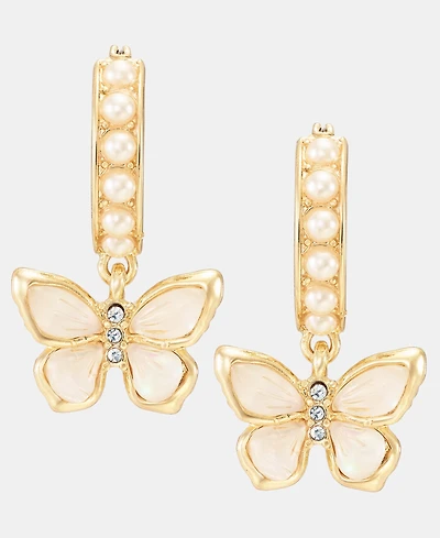 Charter Club Butterfly Hoop Drop Earrings, Macy's Exclusive