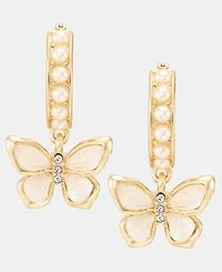 Charter Club Butterfly Hoop Drop Earrings, Macy's Exclusive
