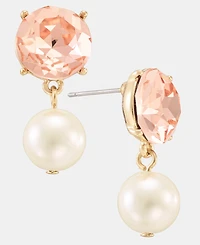 Charter Club Pink Crystal & Imitation Pearl Drop Earrings, Macy's Exclusive