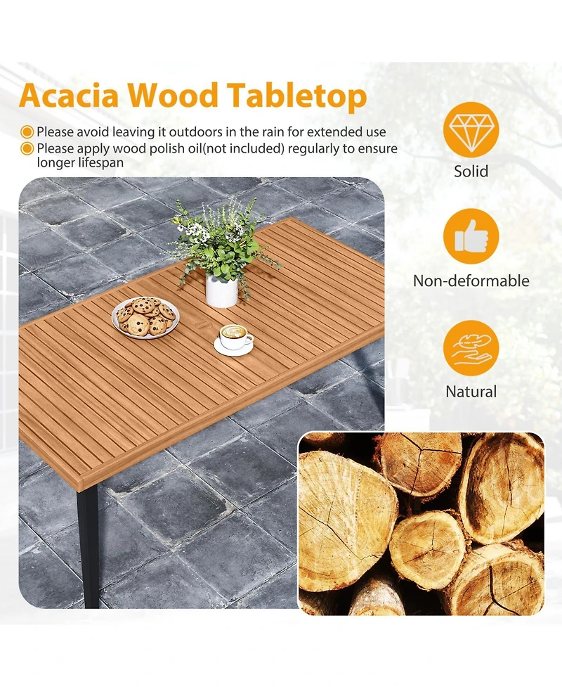 Gymax 7pieces Patio Dining Table Set with Tabletop 1.97'' Umbrella Hole Removable Cushion
