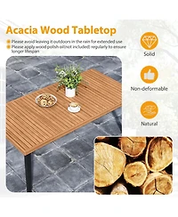 Gymax 7pieces Patio Dining Table Set with Tabletop 1.97'' Umbrella Hole Removable Cushion