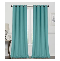 Kate Aurora Teal 2 Piece Grommet Top Blackout Curtain Panels For Extra Long Windows