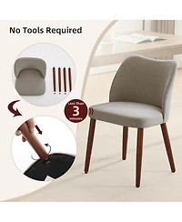 gaomon Modern Linen Dining Chairs Set of 2, Upholstered Chairs with Padded Seat and Wood Legs, Grey