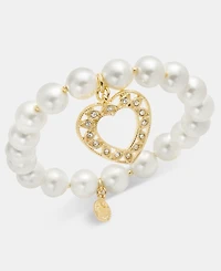 Charter Club Imitation Pearl Heart Pendant Stretch Bracelet, Macy's Exclusive
