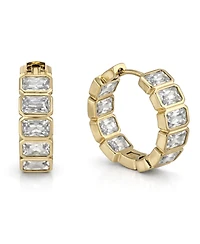 And Now This Cubic Zirconia Hinged Hoop Earrings