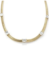 And Now This Cubic Zirconia Rectangular Stone Station Necklace