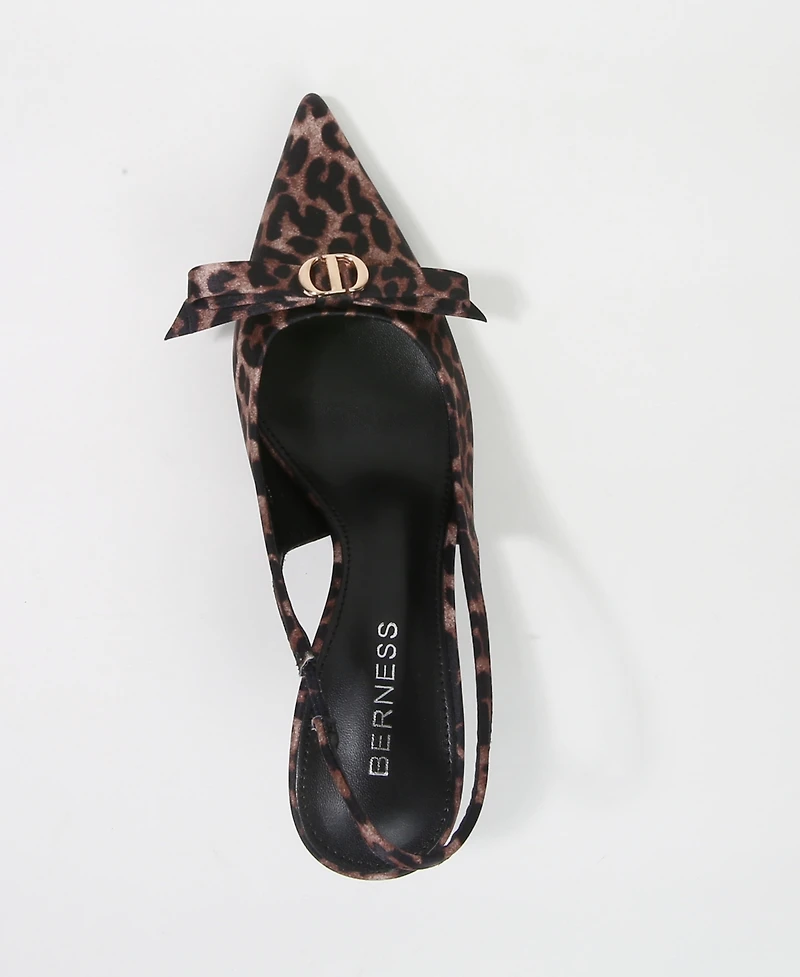 Berness Women's Charleigh Slingback Kitten Heels with Bow Detail