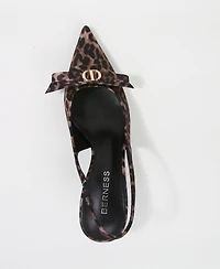Berness Women's Charleigh Slingback Kitten Heels with Bow Detail