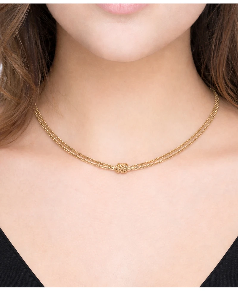 And Now This 18K Gold Plated Double Layered Knotted Chain Necklace