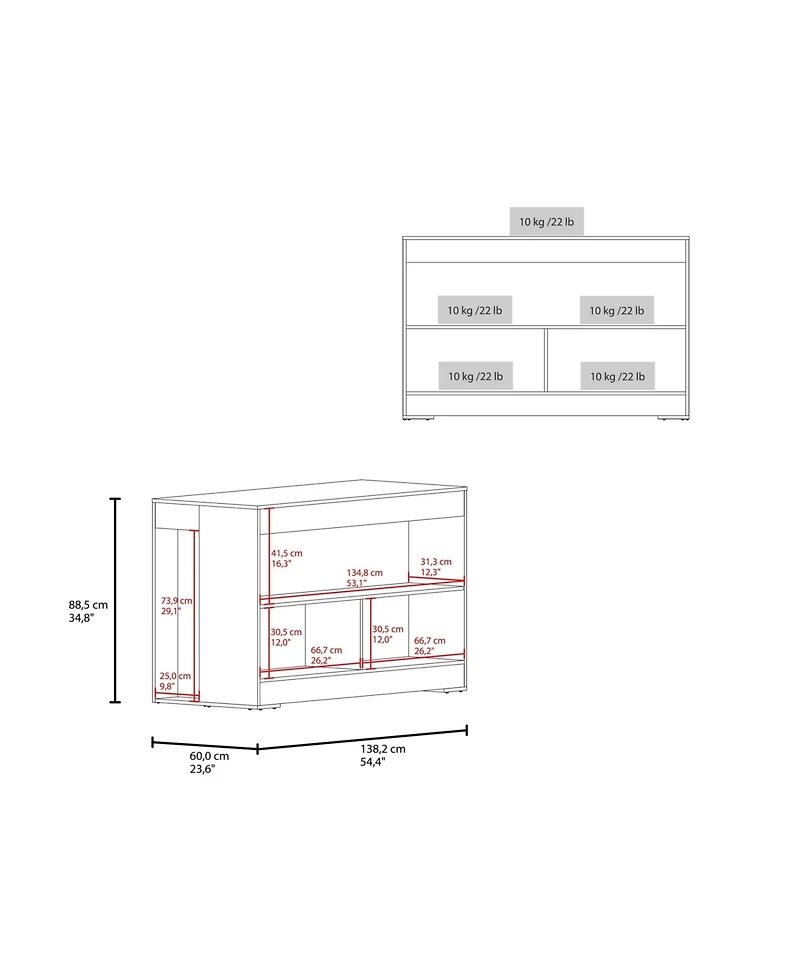 Fm Furniture Worland,Kitchen Island with Open Storage and Multi-Purpose