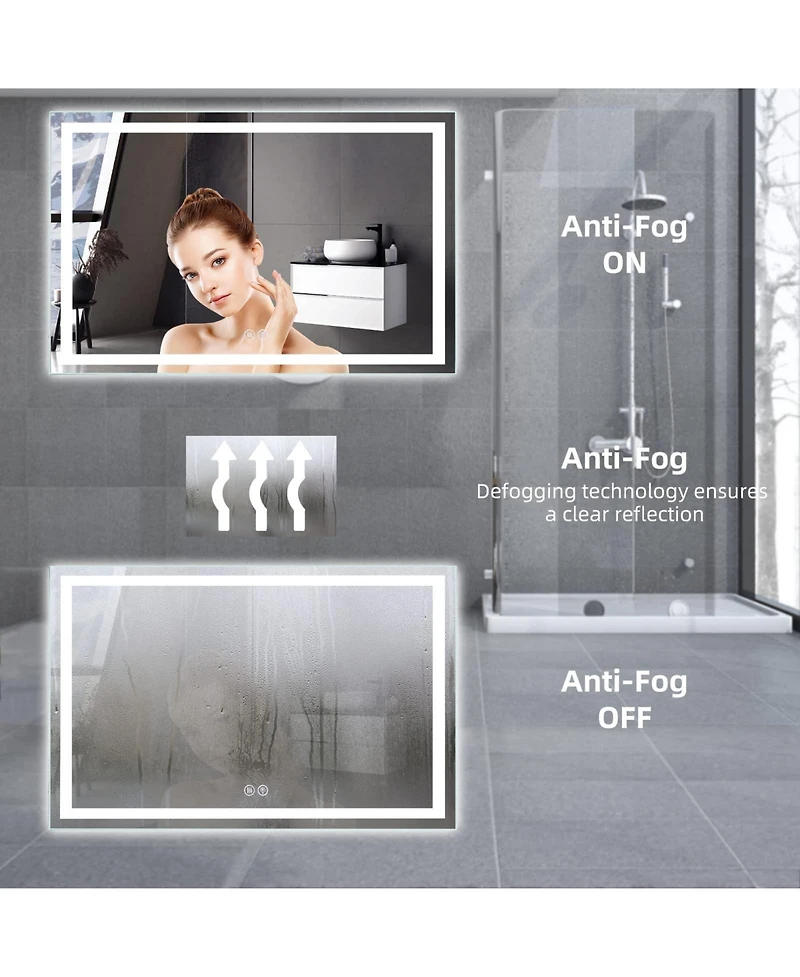 Homfan Led Bathroom Mirror with Lights, Anti-Fog, Dimmable, Backlit + Front Lit, Lighted Vanity for Wall, Memory Function, Waterproof