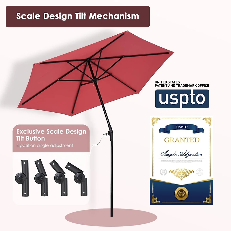 Yescom 7.5 Ft Outdoor Umbrellas with Deck Holder Scale Tilt Button for Party Event Food Ice Cream Cart Garden Parasol