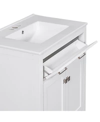 Sillysis 30" Bathroom Vanity with Ceramic Sink, Soft Close Doors & Adjustable Shelf, Modern Storage Cabinet for Small Spaces