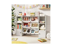 Slickblue Kids Bookshelf and Toy Storage with Open Shelves Bins