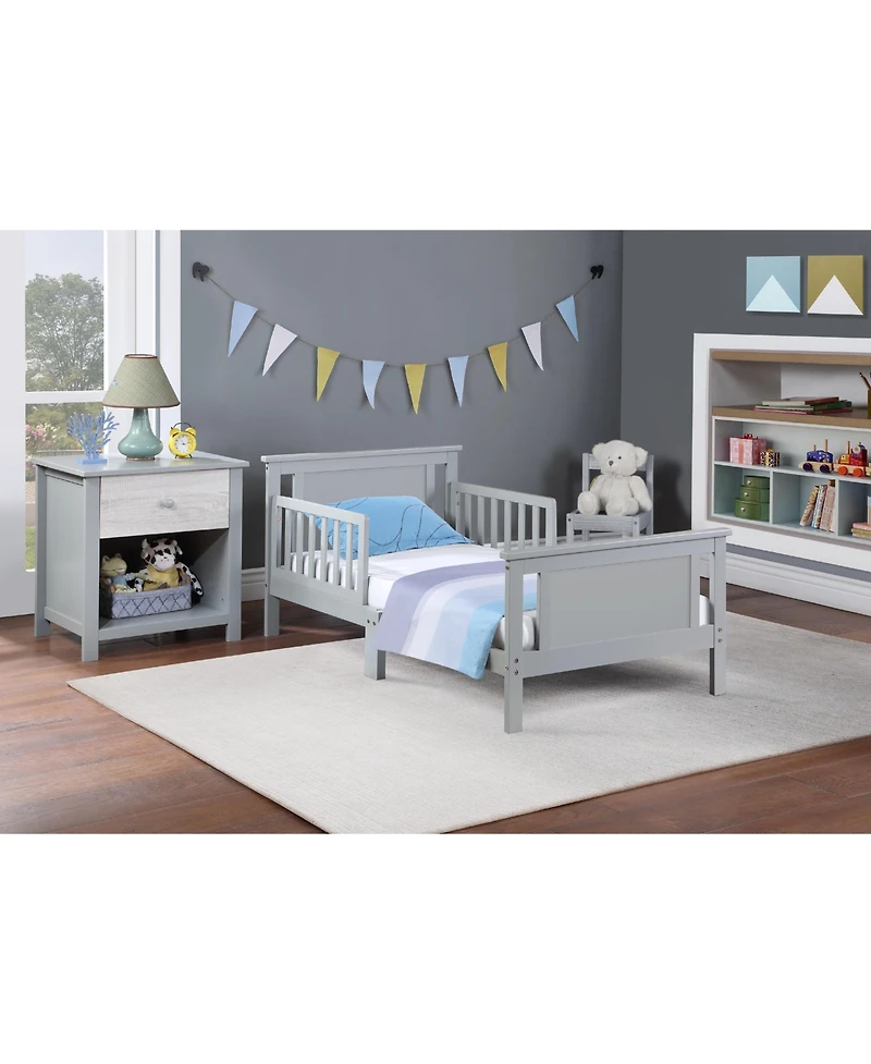 Flynama Rockport Reversible Panel Toddler Bed Solid Wood Dual Tone Finish Low Profile Design for Kids Bedroom