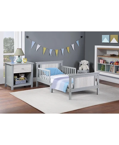 Flynama Rockport Reversible Panel Toddler Bed Solid Wood Dual Tone Finish Low Profile Design for Kids Bedroom