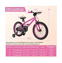 Hongge 18 Inch Kids Bike for 4-8 Years Old Adjustable with Removable Training Wheels